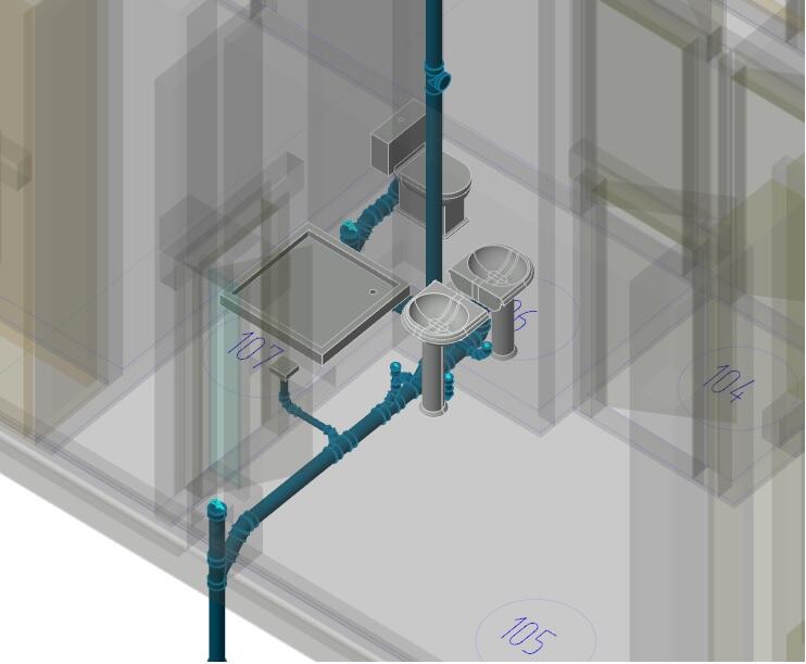 Построение системы бытовой канализации К1 здания с учетом строительной части